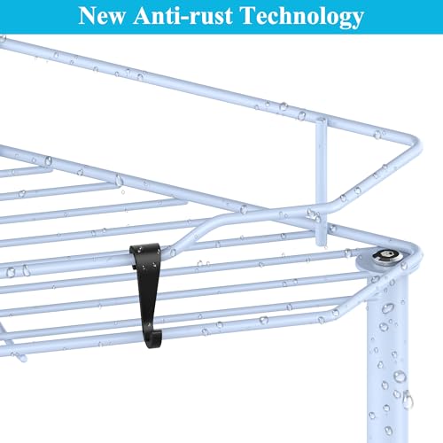 Image of HuggieGems 3 Tier Floor Standing Corner Shower Caddy Organizer Shelf with Hooks, Bathroom Shelves Stand Rack, Blue