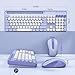 Wireless Keyboard and Mouse Combo, Retro Round Keycap Typewriter Keyboard with Phone/Tablet Holder, Cute Colorful Keyboard for Computer/Laptop/Windows/Mac by SABLUTE, Purple