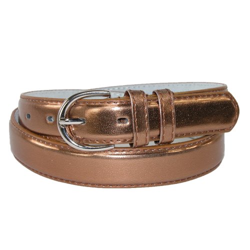 CTM Women's Leather 1 1/8 Inch Metallic Dress Belt3