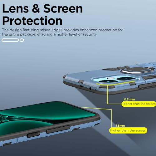 Image of Pikkme OnePlus Nord Ce 3 5G Back Cover | D5 Tough Armor Bumper | 360 Protection Case | Ring Holder Stand Case for OnePlus Nord Ce 3 5G (Blue)