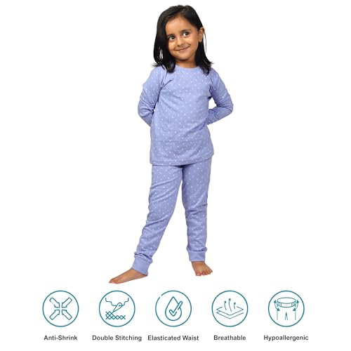 Image of Hestia | H.NSG.N.1 | Kids Girls Nightwear | Sleepwear | Cotton |Trouser Full Sleeves Tshirt | Elastic Waist |Night Dress with Pyjama Tshirts for Girls|All Over Horse Printed |Blue Color 4-6Yrs |Set 1