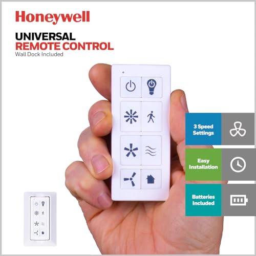 Image of Honeywell Ceiling Fans Xerxes Modern 62 Inch Ceiling Fan with Light, Remote Control Fan, LED Indoor Fan with 8 Blades, White and Gray Wash Blade Finish Options, White (51628-01)