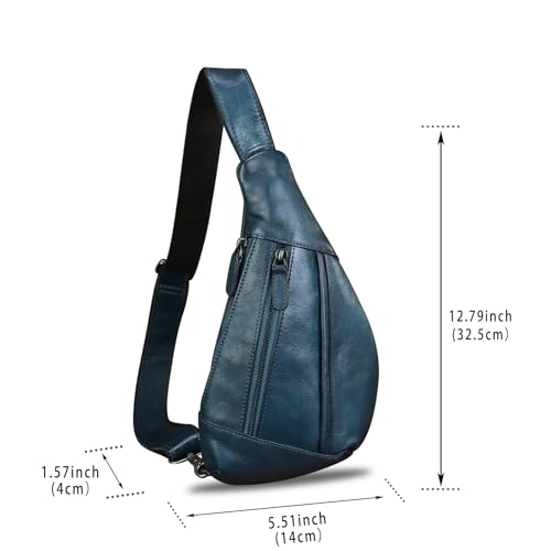Image of Genuine Leather Sling Bag for Men and Women Vintage Real Leather Crossbody Chest Bags Backpack Purse for Travel Hiking
