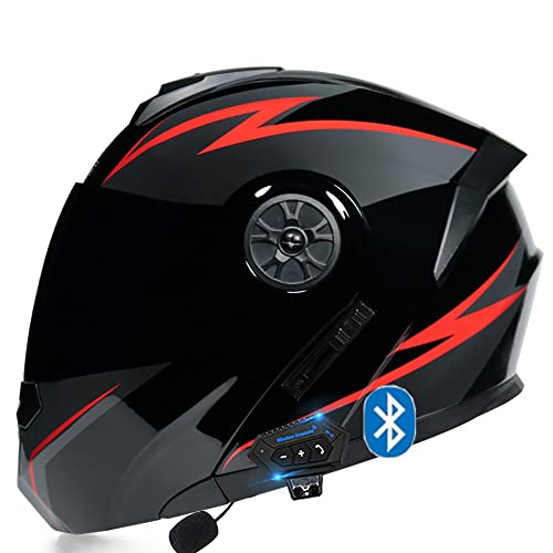 Casco Modular Cascos De Motocicleta Bluetooth, Casco Integral De Motocicleta Abatible hacia Arriba con Viseras Duales, Aprobado por ECE, Transpirable Y Cómodo, para Adultos