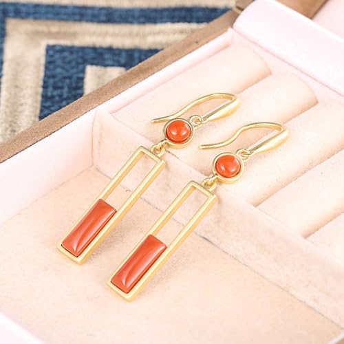Boucles d'oreilles créoles en agate rouge et jade, le cadeau idéal pour femme et fille