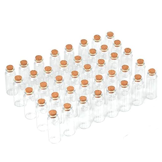 CNNIK 50 stycken 20 ml korkar miniglasflaskor glas önskar flaskor för gör-det-själv hantverk dekoration bröllop förmåner önskar förvaringstillbehör