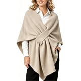 Alpenfaser Langer Poncho Schal,Eleganter Langer Strick Poncho mit Schlaufe