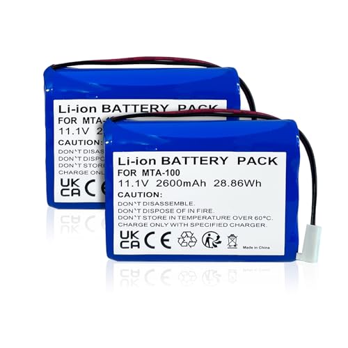 2 Pack 11.1V 2600mAh Li-ion Battery Pack, 12V Battery Pack, Rechargeable Battery Pack with 2 Pin MTA-100 Connectors