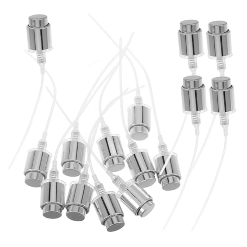 MAGICLULU 15 Piezas de Tapones y Boquillas de Repuesto para Frascos de Perfume Plástico Plateado Borde Ancho y Base Central Accesorios para Crear Perfumes Caseros y Práctico
