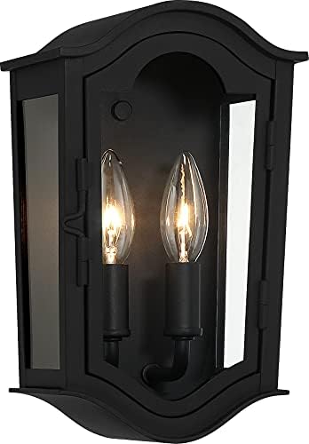 The Great Outdoors 73200-66 Houghton Hall Outdoor Wall Mount, 2-Light, 120 Total Watts, 6.5-in H x 11-in W, Sand Coal Black