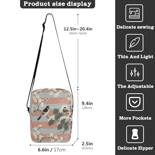 small messenger bag for men mens crossbody Womens Crossbody Purses Adjustable Strap for Outdoor Daily Outdoor Daily- Japanese Winterbird3