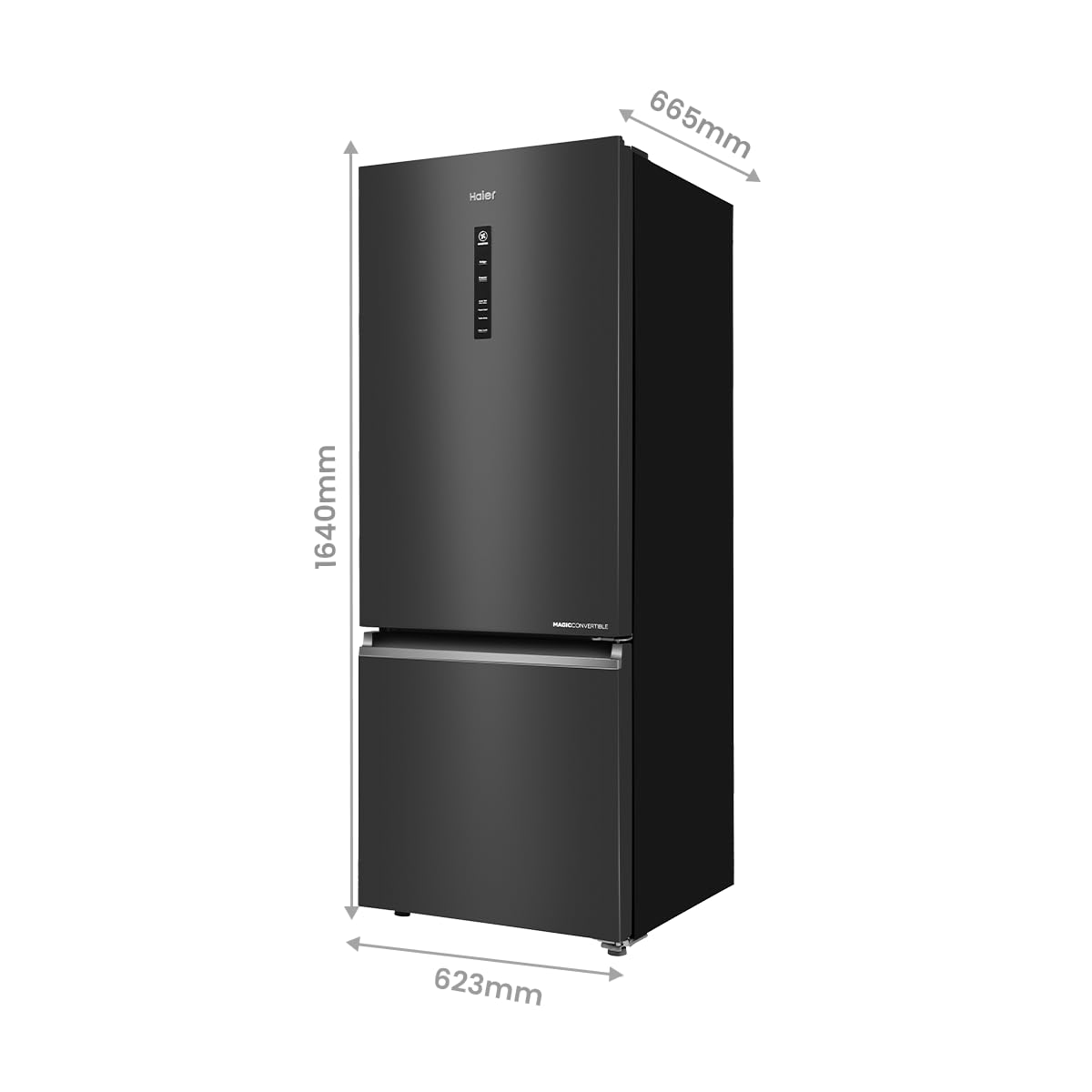 Haier 325 L 3 Star Frost Free Bottom Mount Double Door Refrigerator|Convertible 14-in-1|Jhukna Mat-Bottom Freezer|Digital Display Panel|Triple Inverter|Twist Ice Maker (HEB-333GB-P, Graphite Black) - Image 7