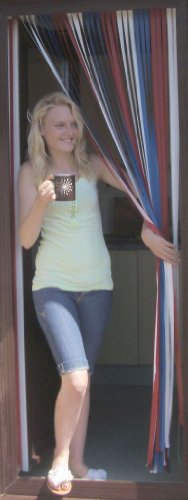 Holland Plastics Original Brand Heavy Duty Bug Blind Strip/Fly Complete with Self Adhesive Fitting Hooks for Plastic Door Frames 100Cm Wide. 'Red/White/Blue'