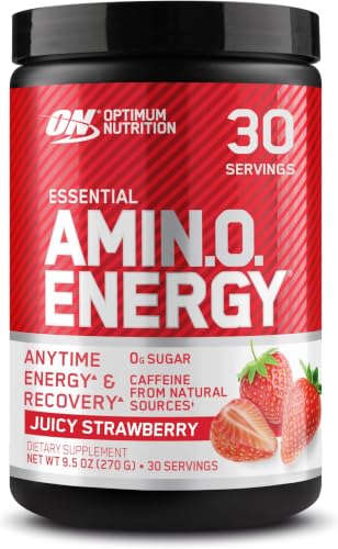Image of Optimum Nutrition Amino Energy-Pre Workout with Green Tea,BCAA,Amino Acids,Keto Friendly,Green Coffee Extract,Energy Powder-Juicy Strawberry Burst,9.5Ounce,30 Servings,(Pack of 6),(Packaging May Vary)