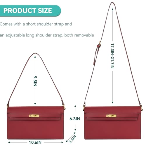 IRWEOD Trendy Vegan Leather Women's Shoulder and Crossbody Bag with 2 Removable Straps