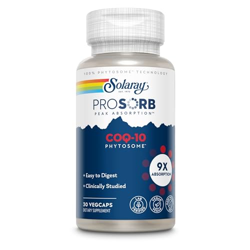 Image of SOLARAY CoQ-10 Phytosome - 9X Absorption CoQ10 200mg - Easy-to-Digest Antioxidants Supplement - Vegan and Made Without Soy - 60-Day Guarantee - 30 Servings, 30 VegCaps