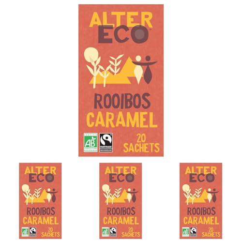 ALTER ECO - Infusion Rooibos Caramel - Infusion Bio & Equitable - Sans Théine - Boîte de 20 Sachets (Lot de 4)