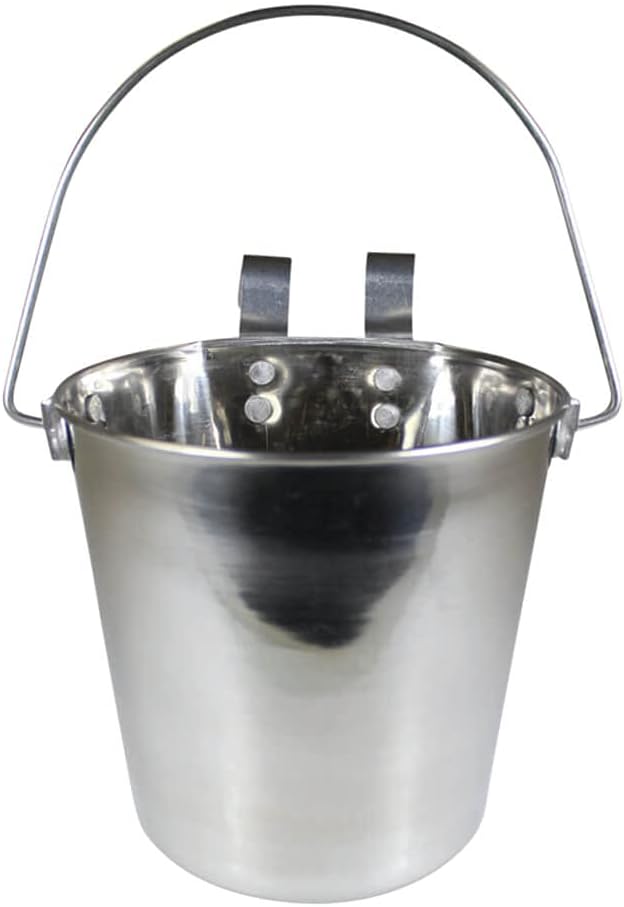 Stainless Steel Pail, Flat Sided Hook-On with Rivets, 9 qt