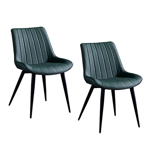 SJIALEN 2pcs Dining Chair, Upholstered Faux Leather Seat Metal Legs Restaurants Living Room Lounge Chair Modern Kitchen Accent Chair Kitchen Chair (Color : Green)