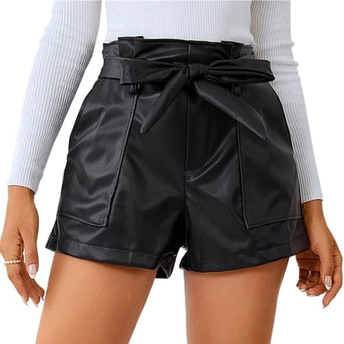 Hot Pants Metallizzati Donna IEFiEL - Pantaloncini Corti In Pelle Verniciata Con Glitter Per Festa, Rave, Danza
