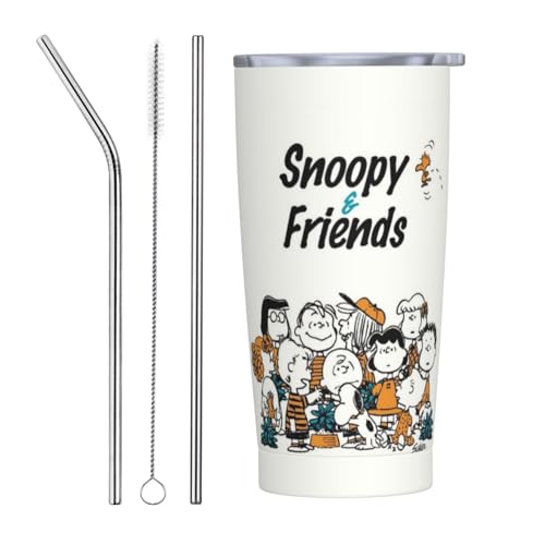 スヌーピー アニメ ストロー&ストローブラシ付き マグカップ コーヒーカップ 600ml コンビニカップ タンブラー ステンレス製 保冷 保温 車用 蓋付き 持ち運び 水筒 大容量 直飲み キャラクター 人気 プレゼント