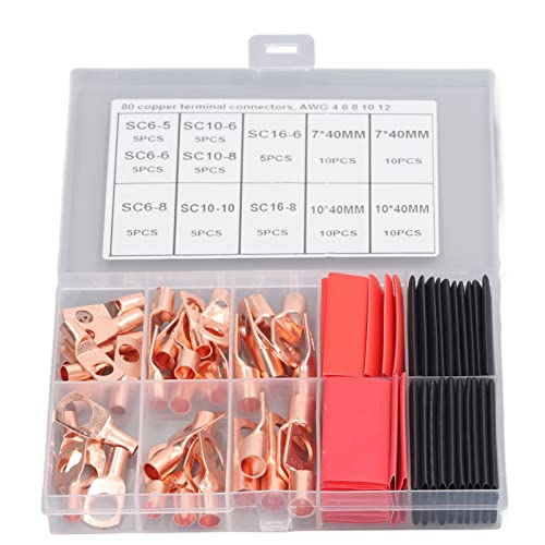 Fio Lug 80Pcs Conector Fiação Olho Mágico Crimp Sc6 Sc16 Anel