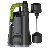 Sump Pump, 3/4HP 3000GPH Submersible Water Pump, Utility Pump with Vertical Float Switch for Swimming Pool Garden Pond Basement Draining, with 16.4Ft Cord, Adapters, Check Valve and Rop