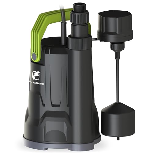 FLUENTPOWER Sump Pump, 3/4HP Submersible Water Pump, 3000GPH Utility Pump with Vertical Float Switch for Swimming Pool Garden Pond Basement Draining, with 16.4Ft Cord, Adapters, Check Valve and Rop