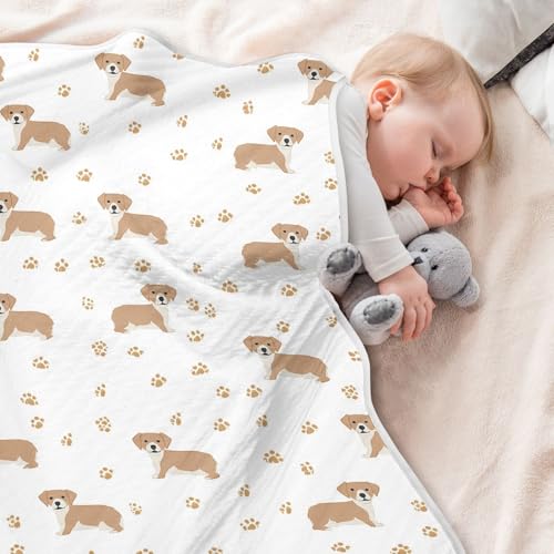 Light Brown Dogs Baby Swaddle Blanket for Boys and Girls, Muslin Baby Receiving Swaddle Blanket, Soft Cotton Nursery Swaddling Blankets for Newborn Toddler Infant4