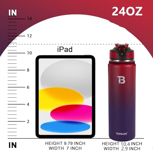 Image of TOPBADE 32oz Insulated Water Bottle with Straw Lid & Spout Lid & Paracord Handle, Stainless Steel Water Bottle Wide Mouth, Double Wall for Women Men Gym Fitness Outdoor