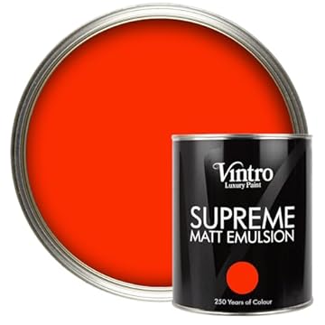 Vintro Luxury Matt Emulsion - Smooth Chalky Finish Multi Surface Paint for Walls, Ceilings, Wood and Metal - 1L (Bright Red - Racing Red)