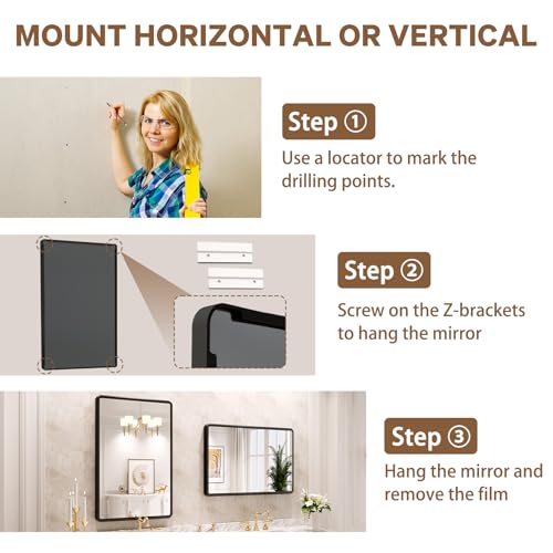 Image of pertetey 20 x 30 in Rounded Rectangle Bathroom Mirror