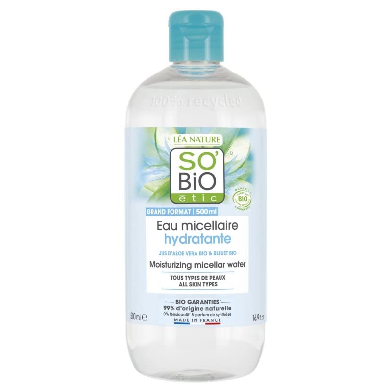 SO BIO - Lotion Micellaire Aloé Vera Bio 500 ml - Nettoyant visage naturel et hydratant - Lot De 3