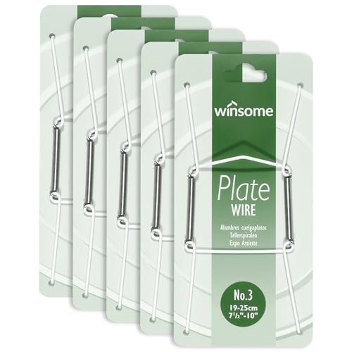 Invisible Plate Hangers for Wall | Decorative Dish Display Holders Hanging Wires Spring Hook Holder Fit to Hang on Wall (White for Plate Size 20 - 25 cm - Pack of 5)