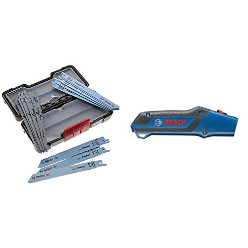 Bosch Professional 2607010901 Professional Säbelsägeblatt Set 1 V, schwarz 15 Stück & Sägehandgriff für zwei Säbelsägeblätter Professional, 2608000495
