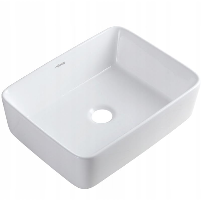Umywalka nablatowa ceramiczna stawiana biała na blat loft nowoczesna 49x38x14 cm stylowa funkcjonalna minimalistyczna elegancka industrialna kompaktowa praktyczna