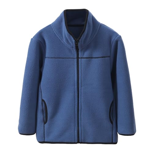 Teen Boys Fleece Zipper Windproof Jacket Standing Collar Long Sleeve Coats with Pockets Youth Girls Soft Comfy Outwear