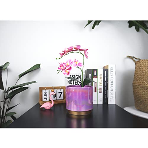 Yqslysf Ceramic Planter For Plants With Drainage Hole, 6.0 Inch+5.0 Inch Flower Pot, Rainbow Purple Glazed, Indoor-Outdoor Large Round Succulent Orchid Pots Set #TOP6
