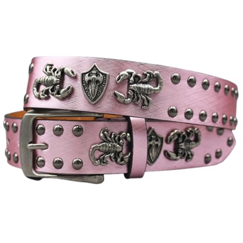 Ceinture cloutée tête de mort et crocodile style punk rock