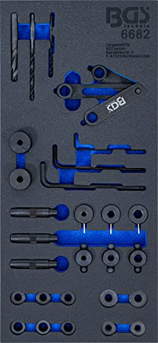 BGS 6682 | Werkstattwageneinlage 1/3: Zylinderkopf-Bohrlehren-Werkzeug-Satz | 28-tlg