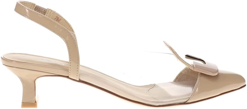 VANELi Womens Tamira Pointed Toe Slingback Pumps Dress Casual Low Heel 1-2" - Beige, Clear