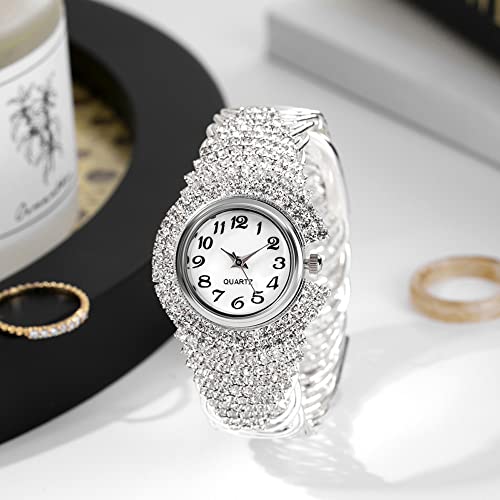 Elegant Silver Quartz Wristwatch for Women with Crystal Accents and Round Dial - Image 3