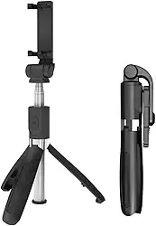 Bastão Tripé Selfie Stick 3 em 1 Dobrável 360° com Controle Remoto Bluetooth – Pau de Selfie + Mini Tripé + Disparador para Celular iPhone Android Câmera