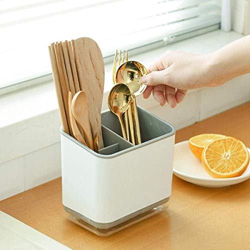 Image of HARI - Spoons Shovel Organizer, Double Layer Home Cutlery Drainer Basket, Chopsticks Tableware Storage Utensils Holder Box (Black)