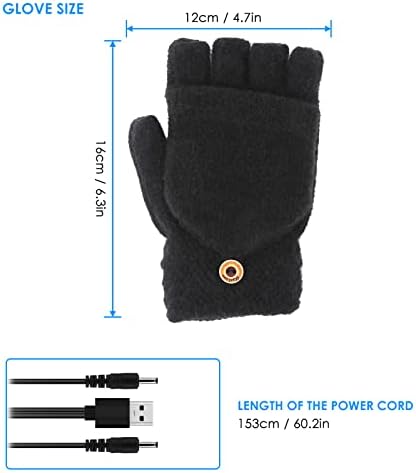 Unisex USB Heated Gloves USB Hand Warmers Winter Warm Full Finger and Half Fingerless Warm Hand Laptop Gloves Mittens for Women Men Girls Boys