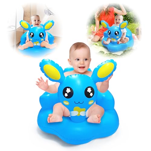 Baby Inflatable Seat, PVC Folding Baby Chair for Sitting Up 3-12 Months,Portable Baby Floor Seats for Sitting Up, Baby Seats for Infants,Home and Travel (Blue)