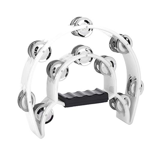 Tambourin à clochette à double rangée blanc pour percussion
