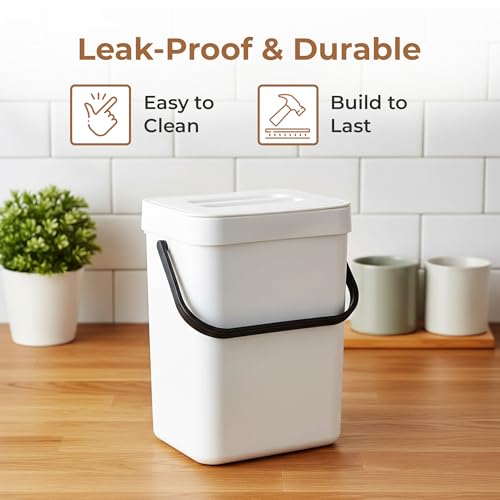 Image of HomeEssentials 3L Hanging Kitchen Trash Can with Lid, Dual-Opening Design, Mounts on Cabinet Door or Wall, Compact Waste Bin, White Space-Saving Smart for Kitchen, Bathroom & Office