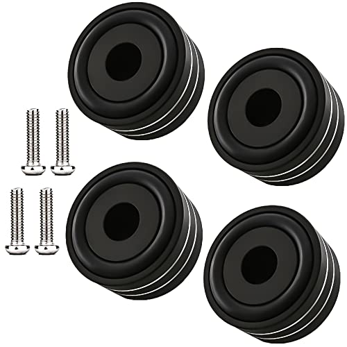 Tertullus Lot de 4 haut-parleurs en aluminium Noir 40 mm × 20 mm Absorbeur de chocs Pieds de haut-parleur Amortisseur de vibrations Pieds en aluminium avec vis et anneau en caoutchouc Cover