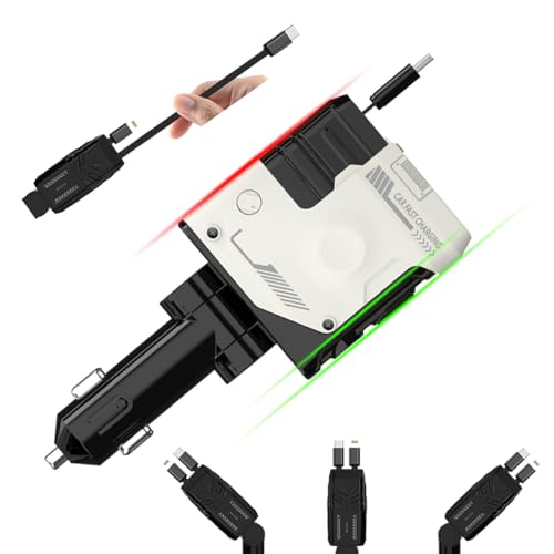 kkek 車載充電器 4in1 車 充電器 しがーソケットUSB 巻き取り式 69W シガーソケット USB Cタイプ 急速充電 PD/QC3.0/PPS対応 80cmまきとり充電ケーブル お歳暮ギフトカーチャージャー カー用品 便利グッズ 車内 ハイエー